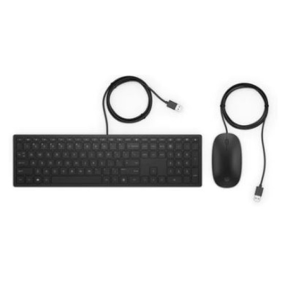 HP KEYBOARD AND MOUSE PAVILION SLIM 400, USB WIRED, UPGRADE THE WAY YOU WORK AND PLAY WITH A KEYBOARD AND MOUSE THAT MATCHES SEAMLESSLY TO YOUR DEVICES, CHEDDAR COMBO BLACK