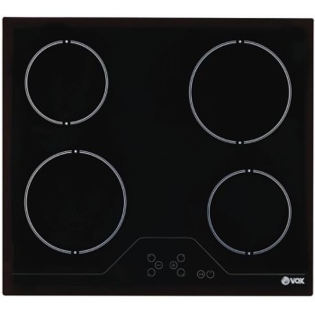 VOX HOB ELECTRIC, 60CM CERAMIC BUILT IN, 4 HITTING ELEMENTS, 6.5 KW, TOUCH, SENSOR BUTTONS, SECURITY LOCK, 59x52x4.1CM, BLACK