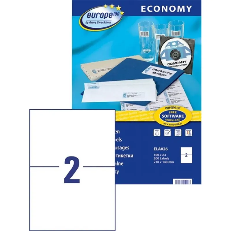 ECONOMY/AVERY LABELS 210X148MM ELA026