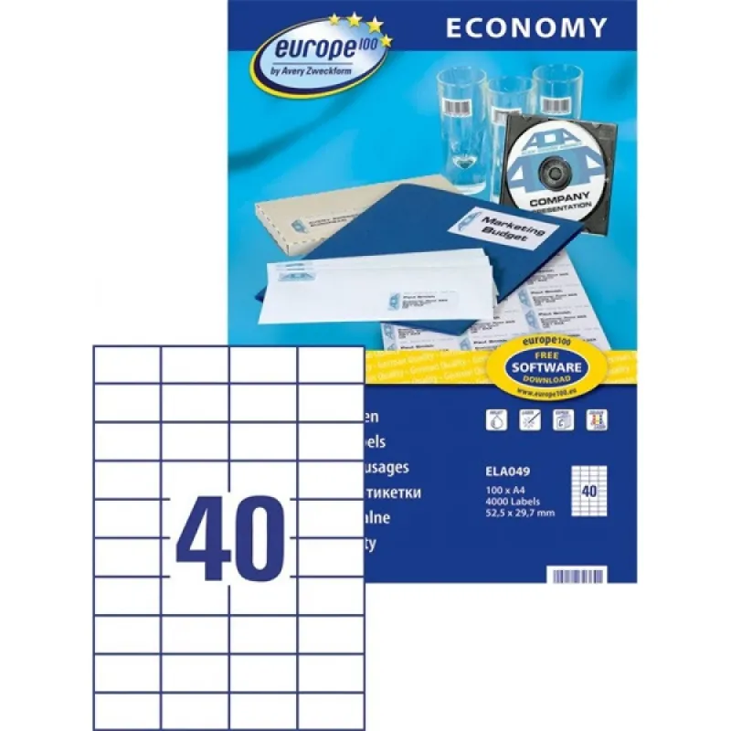 ECONOMY/AVERY LABELS 52.5X29.7  ELA049