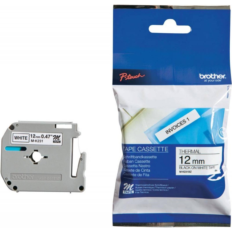 MK231 12mm BLACK ON WHITE 8m BROTHER P-TOUCH TAPE MK231 12mm BLACK ON WHITE 8m BROTHER P-TOUCH TAPE