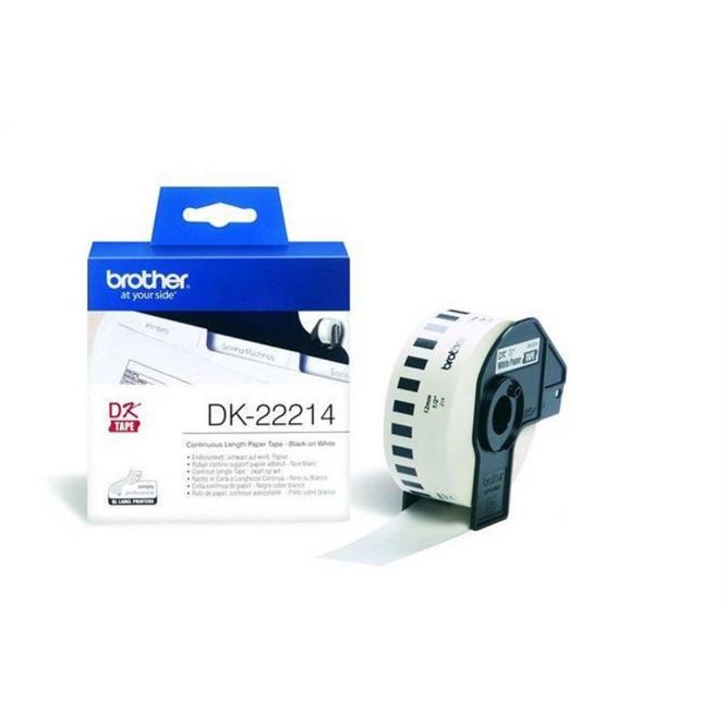 DK22214 BROTHER White Continuous Length Paper Tape (12mm x 30.48m)