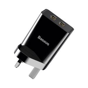 BASEUS DUAL USB CHARGER  UK PLUG BLK 20588