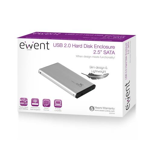 EWENT ENCLOSURE 2.5 SATA USB 2.0 ALUMINIUM EW7041 R1 EWENT ENCLOSURE 2.5 SATA USB 2.0 ALUMINIUM EW7041 R1
