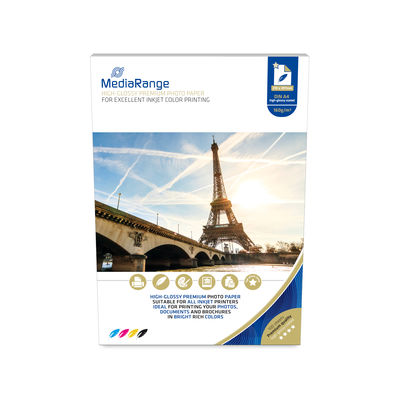 MEDIARANGE PREMIUM GLOSSY PHOTO PAPER 160GR A4 100SHEETS MRINK105