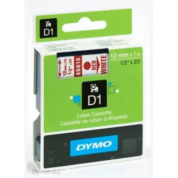 DYMO TAPE 12MM RED/WHITE 45015