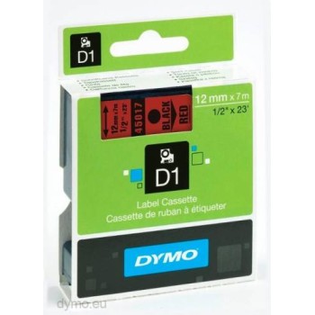 DYMO TAPE 12MM BLACK/RED 45017