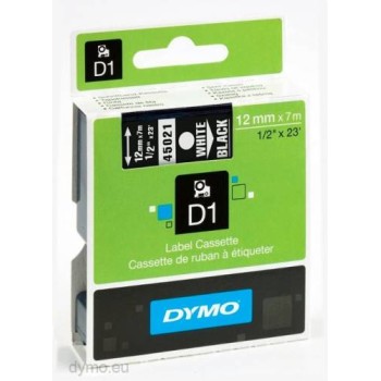 DYMO TAPE 12MMX7M BLK/WH 45021