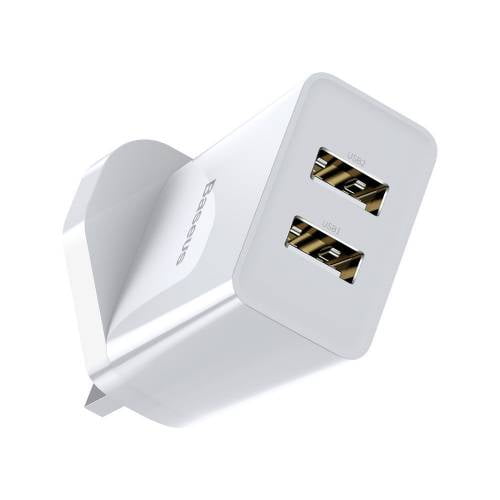 BASEUS FUNZI DUAL USB CHARGER 2.1A UK WHITE 20589