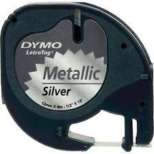 DYMO TAPE 12MMX4M SILVER 91208