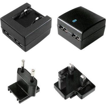 VALUE WALL CHARGER  2X USB 10W/2.4A  EU+UK adapter