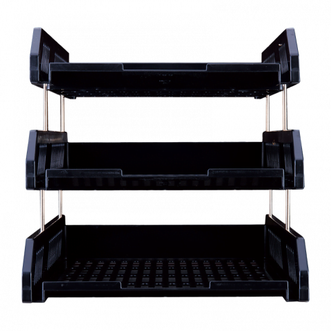 DELI PVC TRAY  HIPS 3-TIER BLACK  DL-E9209-B