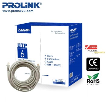 PROLINK UTP NETWORK CABLE CAT6- GREY 305M PROLINK UTP NETWORK CABLE CAT6- GREY 305M