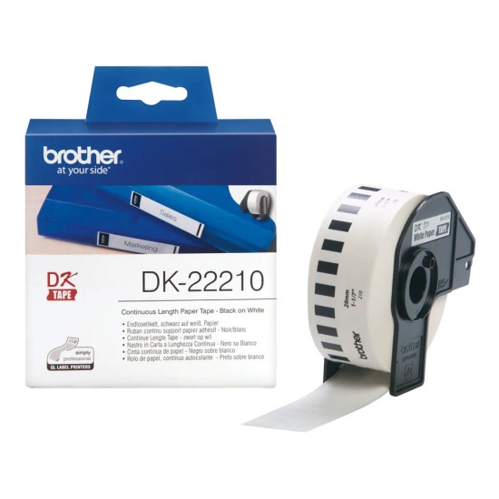 DK22210 BROTHER White Continuous Paper Tape (29mm x 30.48m)