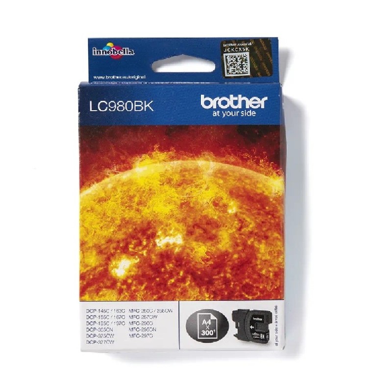 LC980BK BROTHER BLACK INK 300P DCP145/163/165/167/195/197/365/375/377 LC980BK BROTHER BLACK INK 300P DCP145/163/165/167/195/197/365/375/377