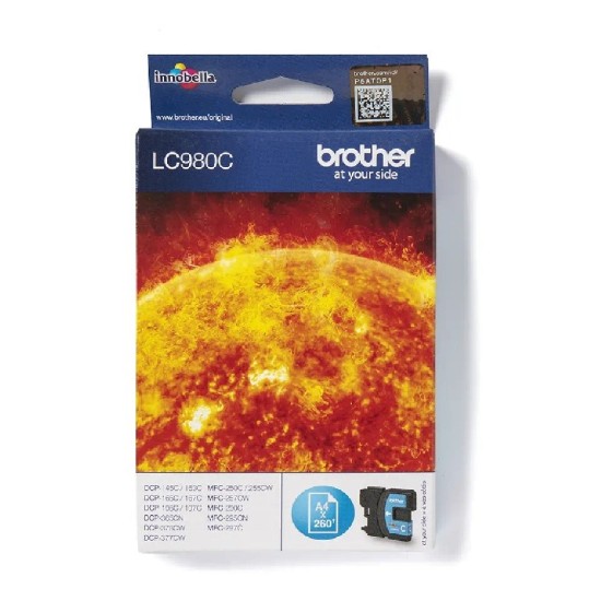 LC980C BROTHER CYAN INK 260P DCP145/163/165/167/195/197/365/375/377