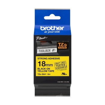TZeS641(D) 18mm BLACK ON YELLOW 8m STRONG ADHESIVE BROTHER P-TOUCH TAPE