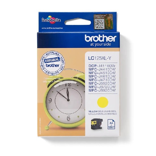 LC125XLY BROTHER YELLOW INK 1200P HIGH YIELD MFCJ4410/4510/4610/4710