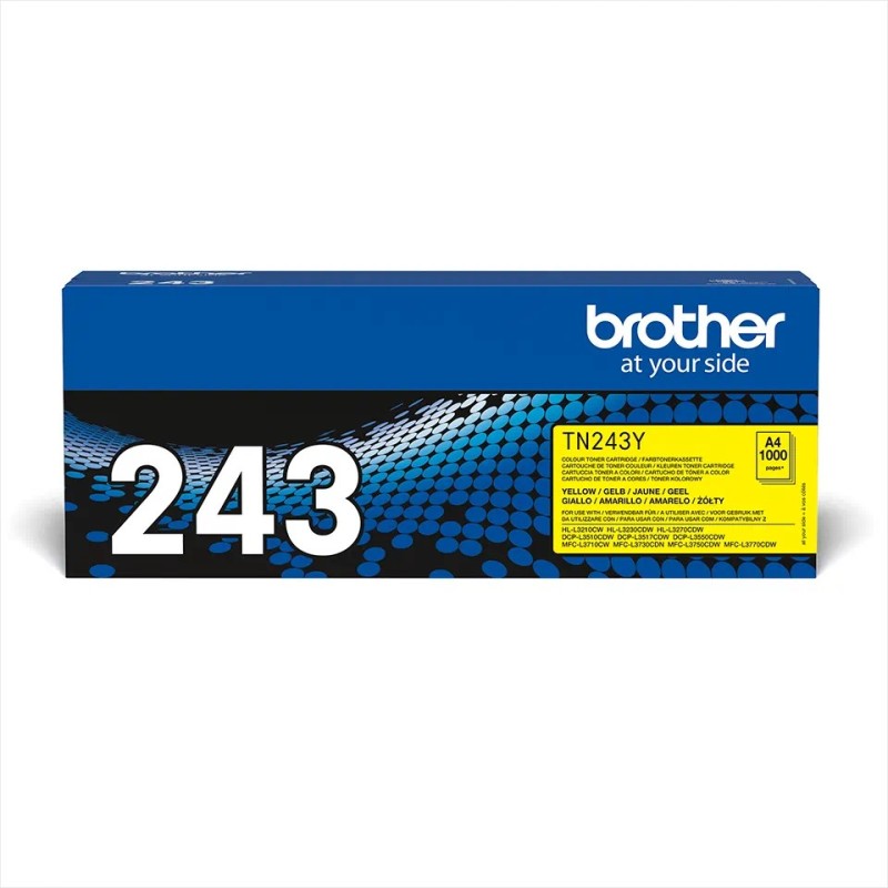 TN243Y BROTHER YELLOW TONER 1000P HLL3210/L3230/L3270/DCPL3510/L3550/MFCL3730/L3750/L3770