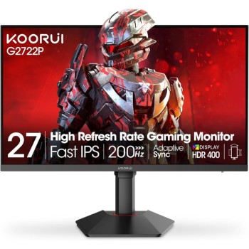 KOORUI GAMING MONITOR 27"  QHD 2K IPS  200Hz HEIGHT ADJUSTABLE 1MS 2X HDMI &amp;amp; DP  3YW  G2722P