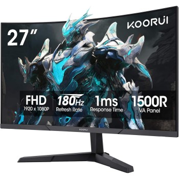 KOORUI GAMING CURVED (1500R)  MONITOR 27"  FHD VA 180Hz 1MS HDMIX 2 &amp;amp; DP  1.2   3YW  27E6CA